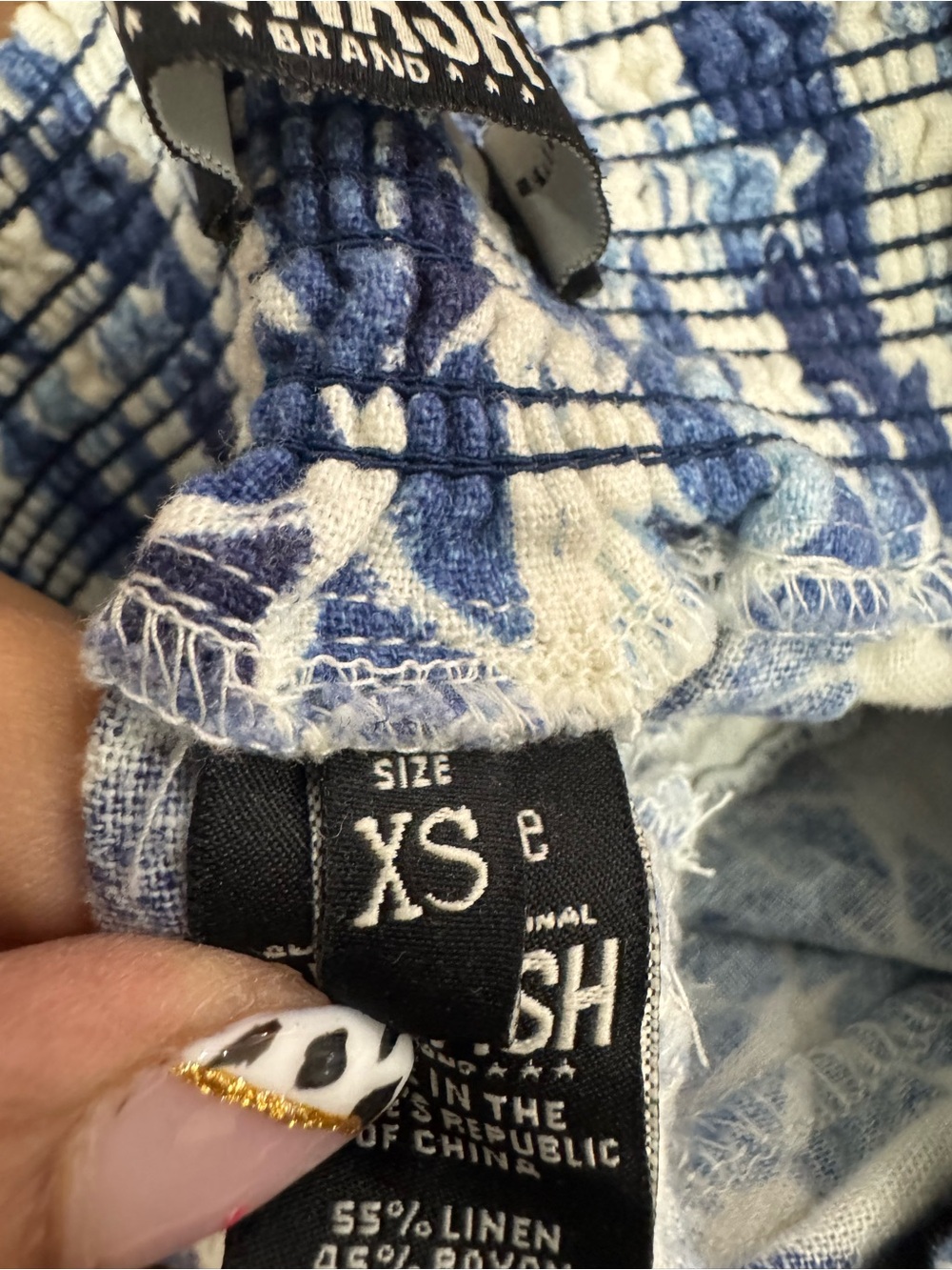 Rewash NWT Linen Blend Boho Wide Leg Pants Blue White XS - Picture 8 of 8